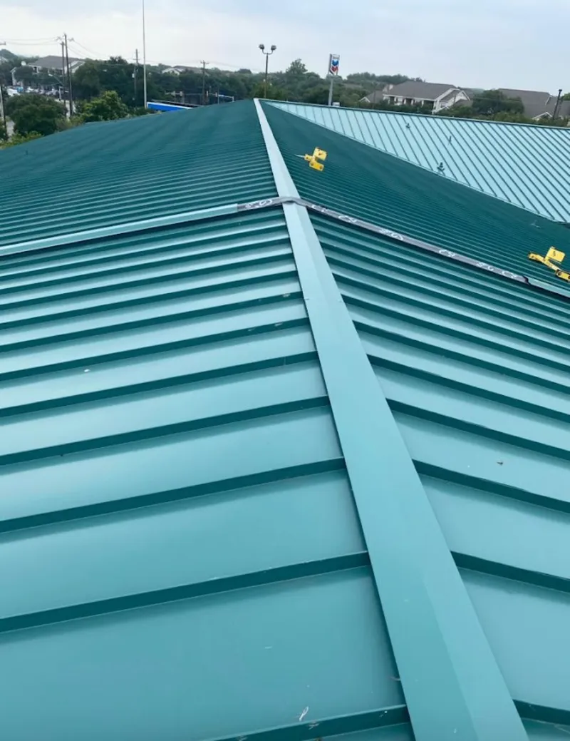 Green commercial metal roof ridge and valley for Metal Roof Repair in Sunny Isles Beach